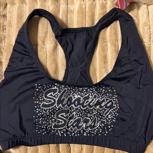 Varsity Black Tank Top with Rhinestone Design